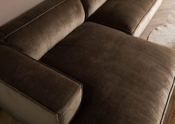 Massivmoebel24 Ecksofa 304x164x69 Ottomane links Cord taupe VALENCIA