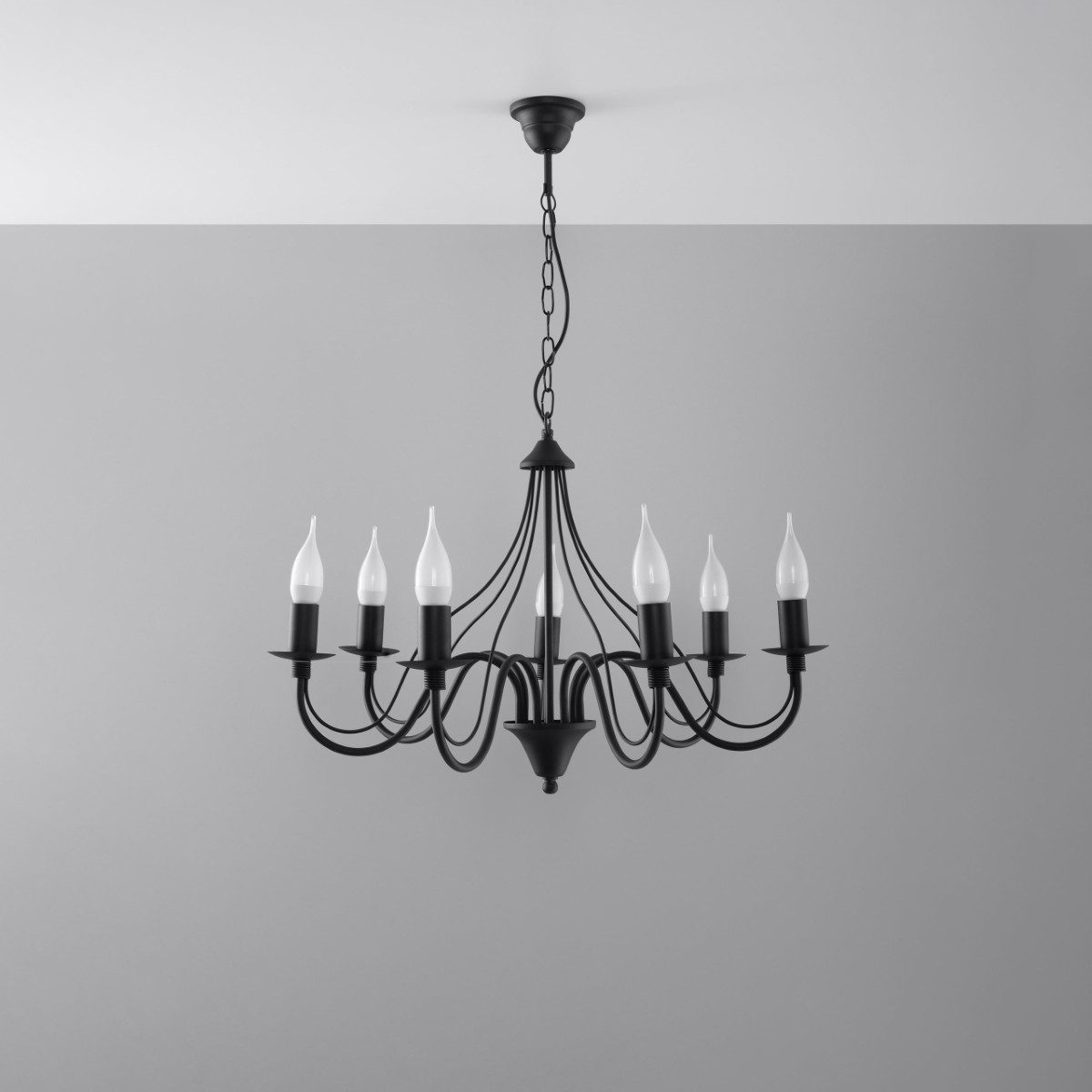 SOLLUX lighting Kronleuchter Kronleuchter Minerwa 7 Schwarz, Nicht enthalten