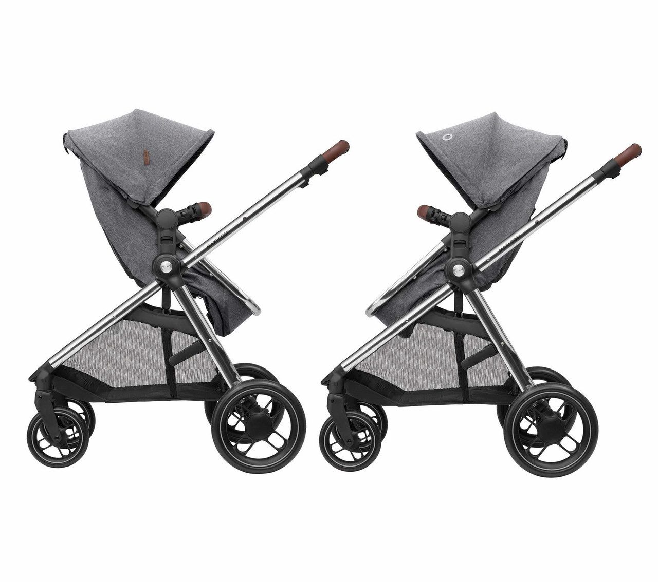 Maxi-Cosi Kinder-Buggy MC ZELIA3 TWILLIC GREY FR (CHROME FRAME & BROWN LEATHER), Luxuriöses, erstklassiges Design  2-in-1-Sitzeinheit Leicht zusammenk…