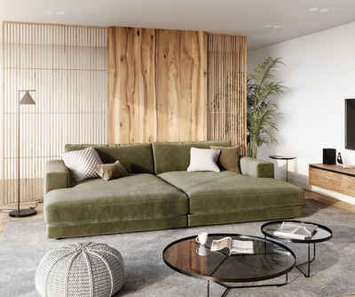 DELIFE Big-Sofa Cubico, Samt Olive 290x170 cm Big-Sofa
