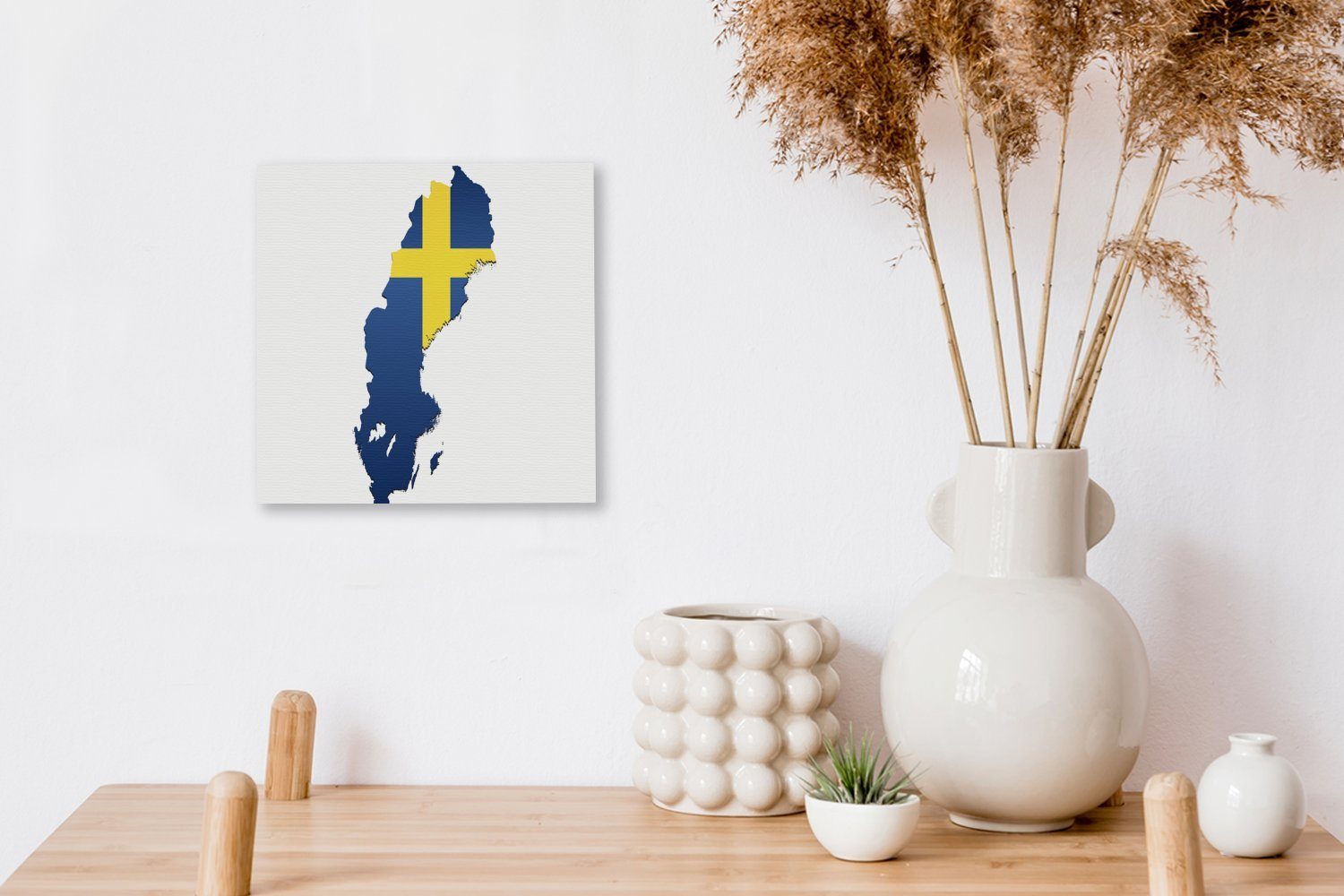 (1 Schlafzimmer Wohnzimmer OneMillionCanvasses® Leinwand der des in Illustration Flagge Form für Schweden St), Leinwandbild Landes, Bilder von