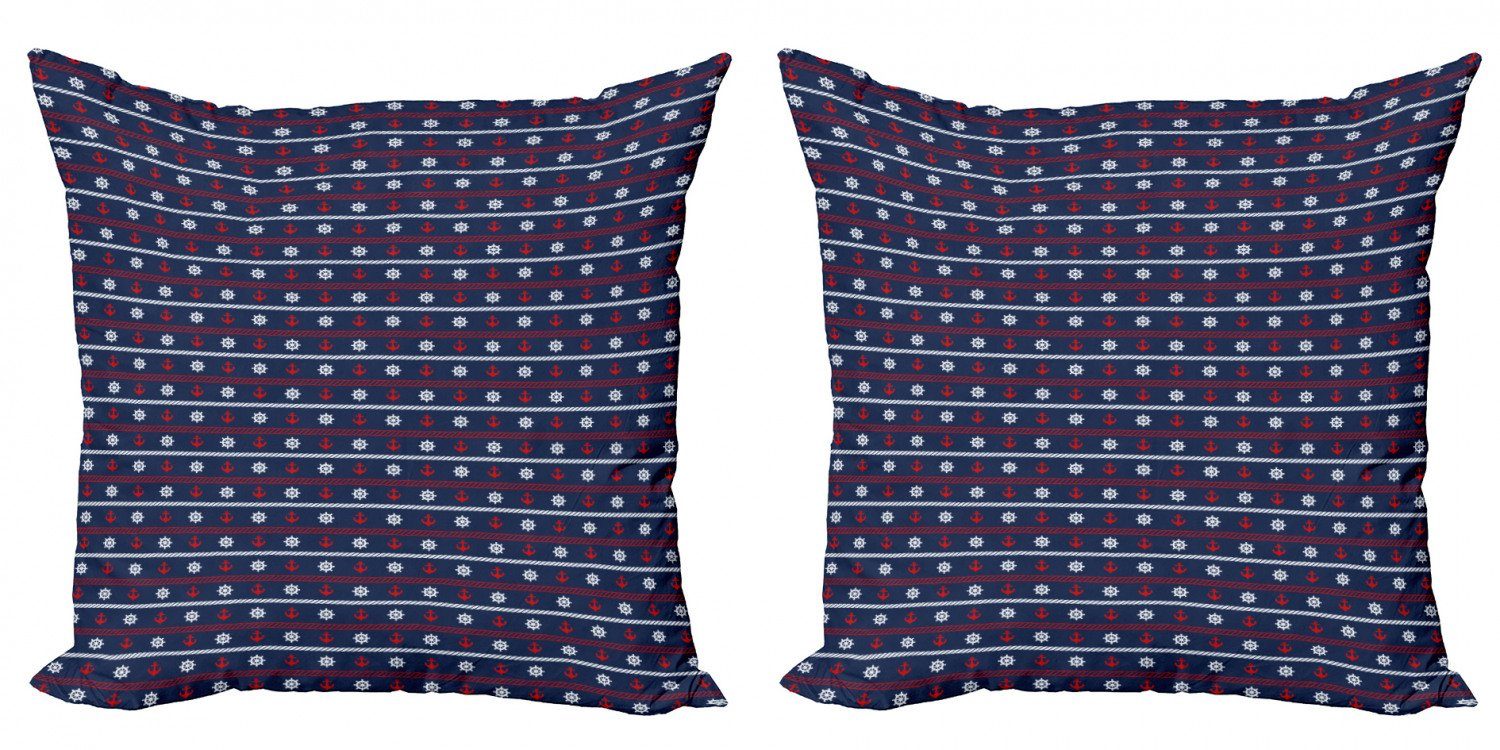 Kissenbezüge Modern Accent Doppelseitiger Digitaldruck, Abakuhaus (2 Stück), Navy blau Nautical Borders