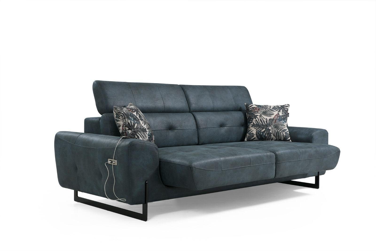 Möbel Neu, Teile, Europa Made in Sofa Modern 3-Sitzer Designer Wohnzimmer JVmoebel Sitzmöbel 1 Blau