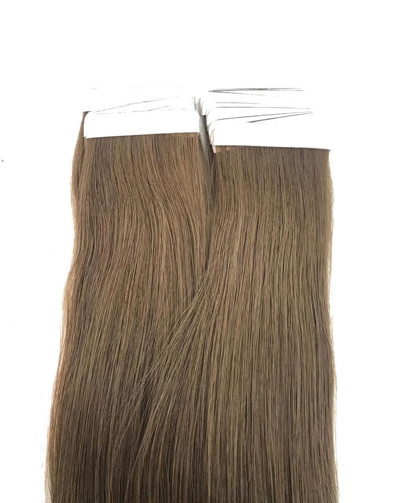 Haarwelten Deluxe Hair Extensions Echthaar-Extension Tape in Hair Echthaartapes, slavic asch hellbraun, Remy Haar für Haare, 100% Echthaartresse für Extensions als Tape