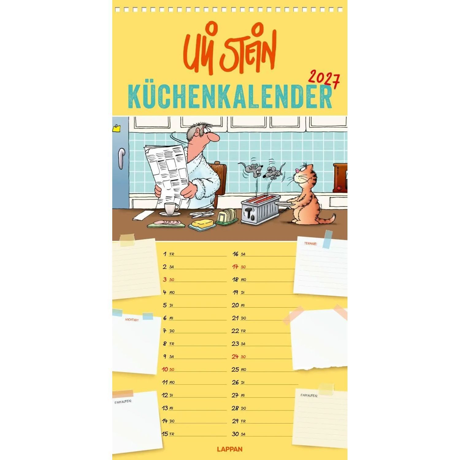 Lappan Verlag Wandkalender Uli Stein Küchenkalender 2027: Monatskalender für die Wand