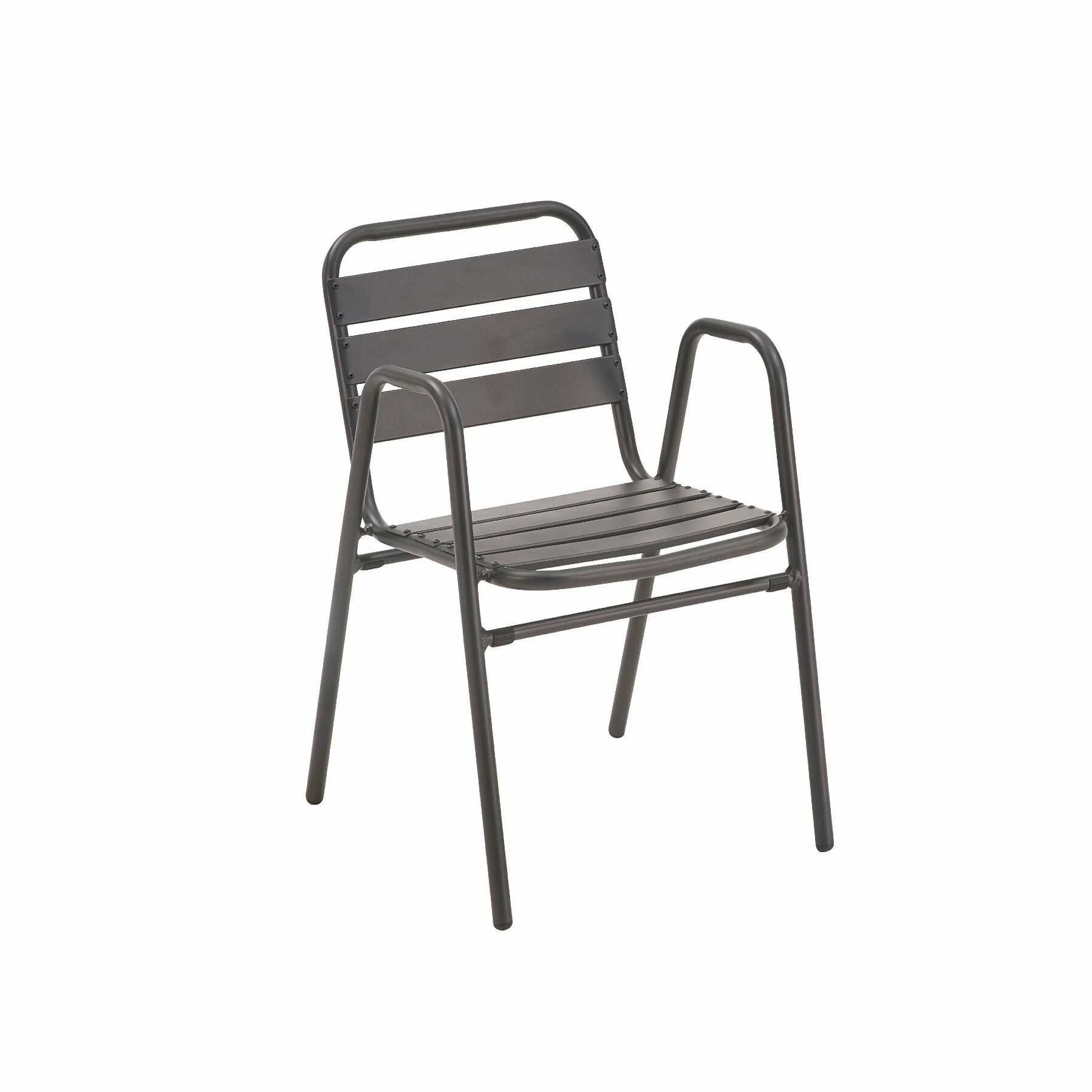 Liadomo Garten-Essgruppe Lesina Bistroset, Balkon-Set, runder Tisch mit 2 Stapelstühlen, (Gartenmöbel-Set, 3-tlg., Bistrotisch Ø 80 cm), Aluminium anthrazit