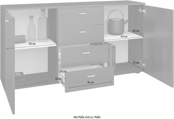 borchardt Möbel Sideboard Scala, Breite 139 cm, höhenverstellbare Einlegeböden, kleine Griffe