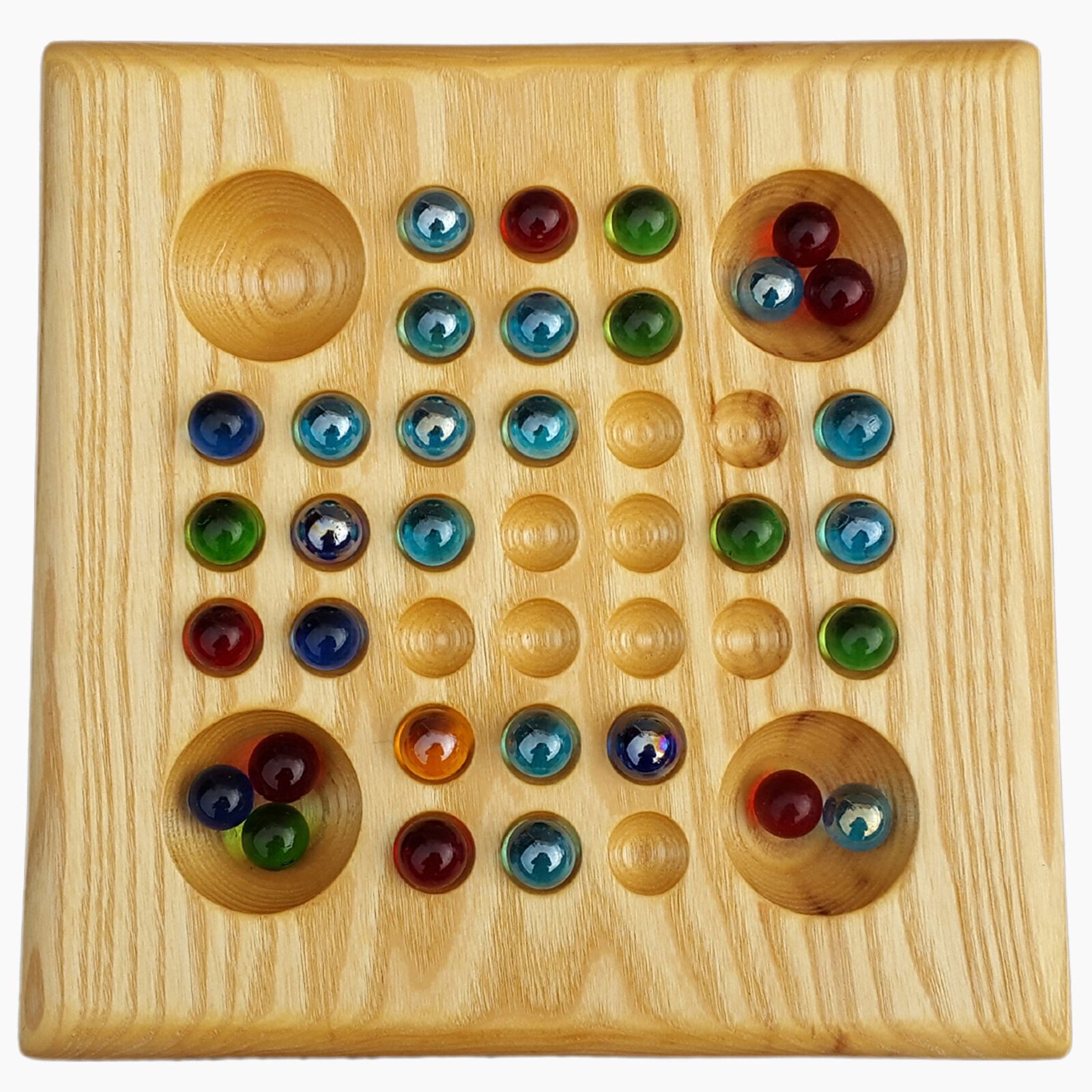 Madera Spielzeuge Spielesammlung Solitär Esche, Familienspiel, bringt die „Grauen Zellen“ auf Trab.