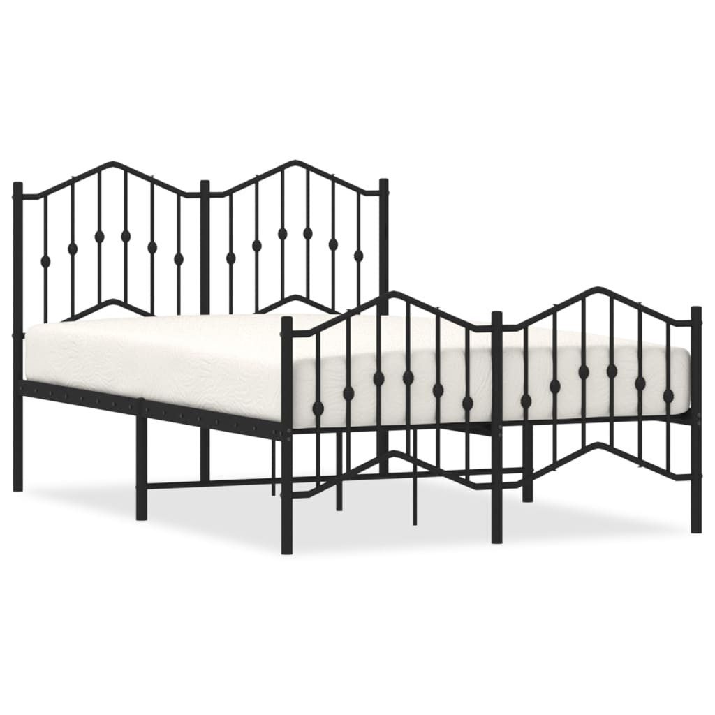 vidaXL Bettgestell, Bettrahmen mit Kopf- und Fußteil Metall Schwarz 120x200 günstig online kaufen