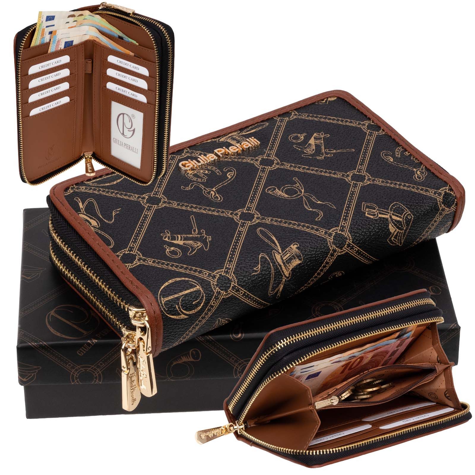 Giulia Pieralli Geldbörse Giulia Pieralli Damen Geldbörse Geldbeutel Brieftasche Portmonee XXL, Damen Geldbörse klappbar mit Reißverschluss Portemonnaie Geldbeutel