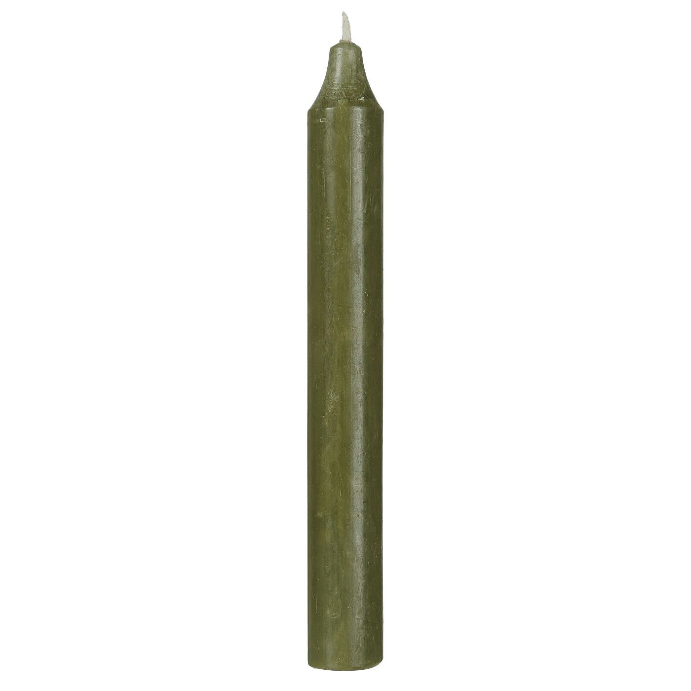 LS-LebenStil Tafelkerze Exklusive Stabkerzen Ribe Rustik 4´er Set Waldgrün 18x2,2cm (Made in Denmark - iB Laursen Denmark - Unparfümiert Spitzkerzen Tafelkerzen, 4-tlg., für Tischdeko Hochzeit Taufe Advent Weihnachten)