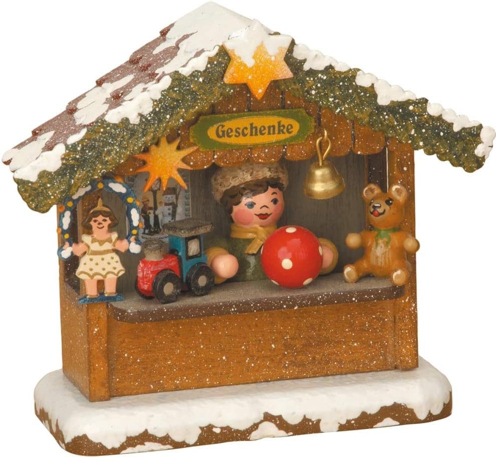 Original Hubrig (Hubrig Volkskunst GmbH) Dekofigur Geschenkehäusel, elektrisch beleuchtet, handbemalt