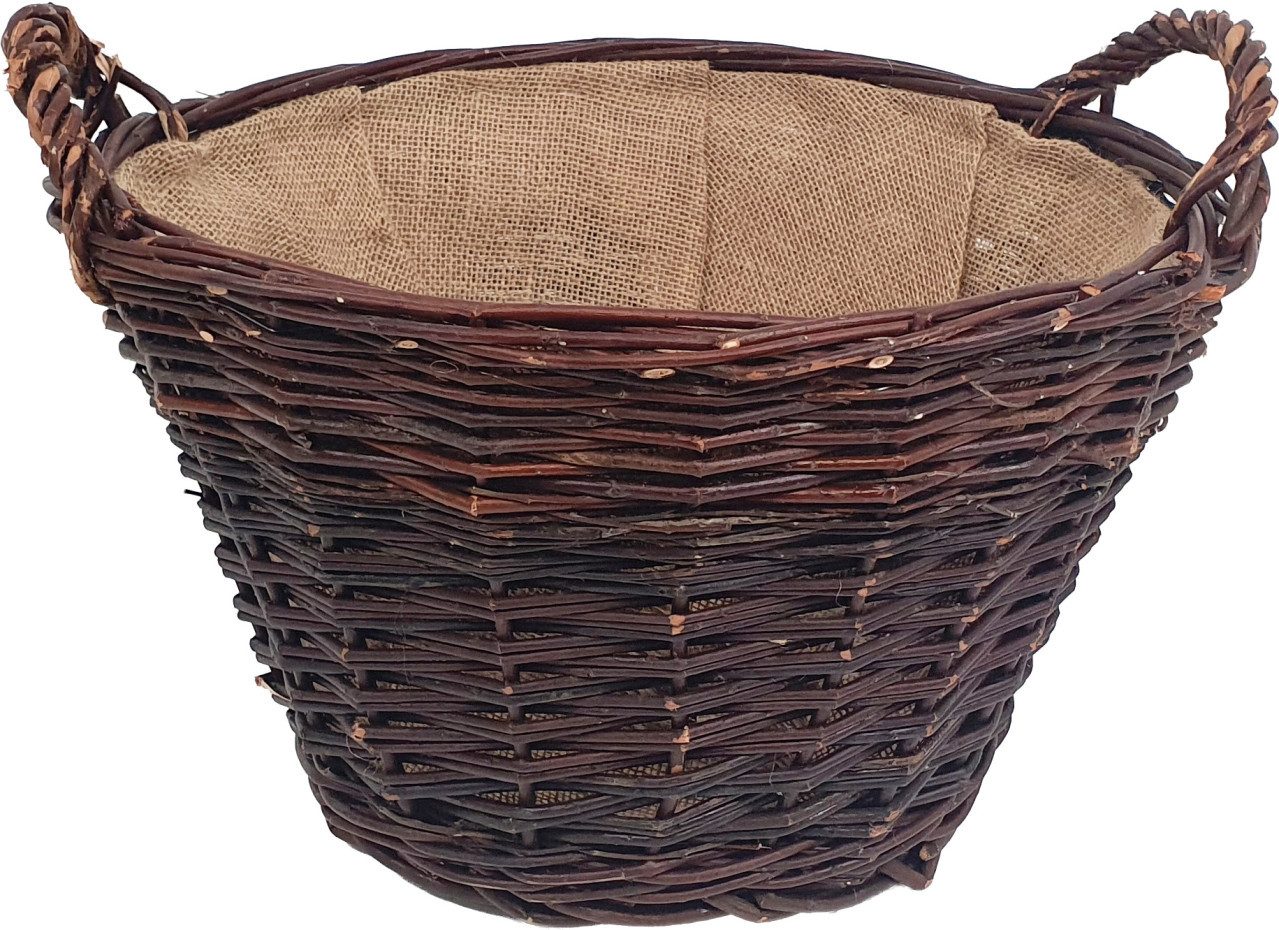 Figurendiscounter Kaminholzkorb Aufbewahrungskorb Kiepe braun mit Jute mittel