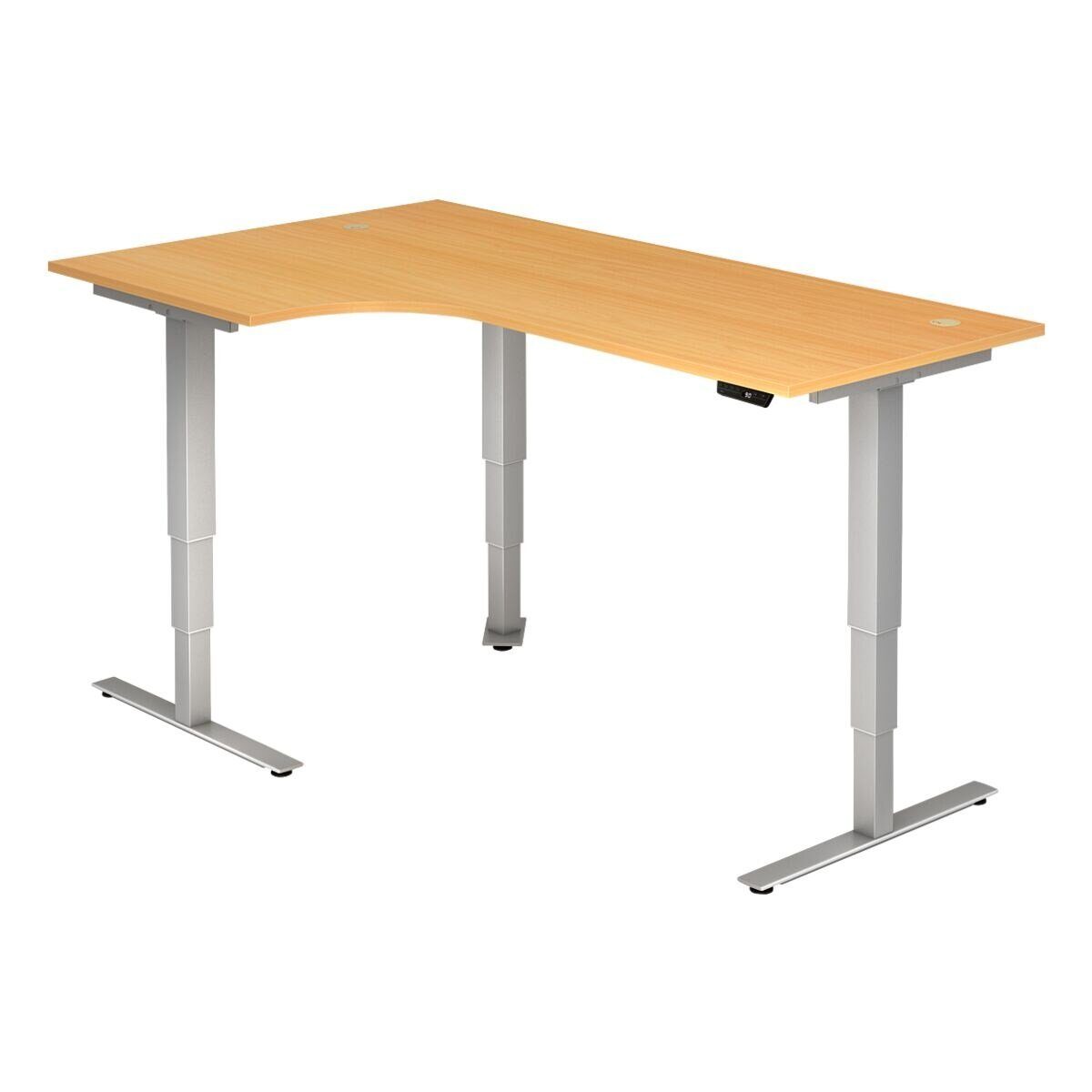 HAMMERBACHER Eckschreibtisch Ergonomic, Breite 200 cm, elektrisch / traversenlos Höhe 63,5-128,5 cm, T-Fuß
