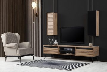 JVmoebel Wohnzimmer-Set Exklusive Wohnzimmer Set TV-Lowboard und Sessel Luxus Design Neu 2tlg, (2-St., 1x TV Lowboard + 1x Sessel), Made in Europa