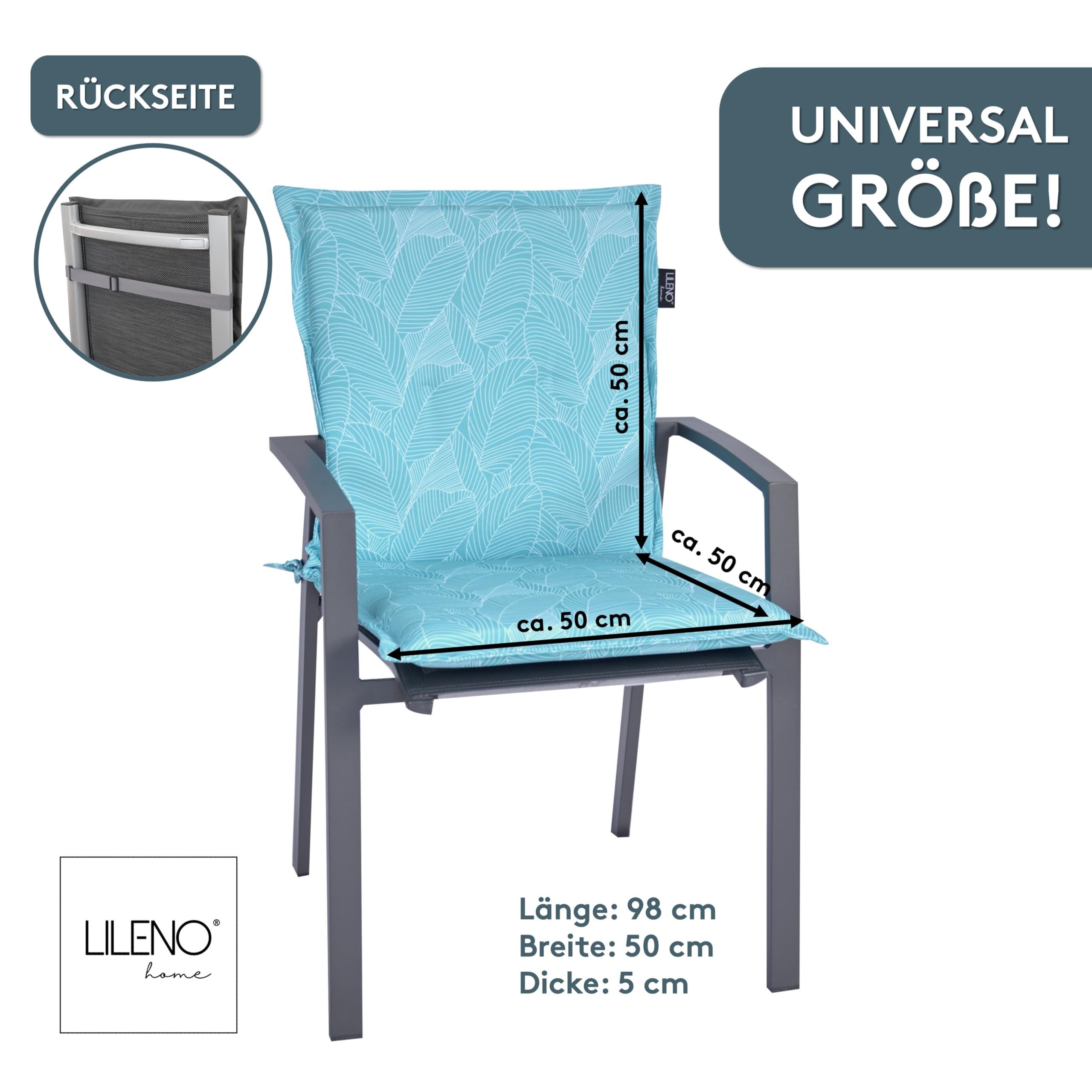 LILENO HOME Polsterauflage Niedriglehner, bequeme Sitzauflage für Gartenstühle, Stuhlkissen, (1 St., 1er Set), Gartenstuhl Auflage Blätter Aqua, Sitzpolster waschbar