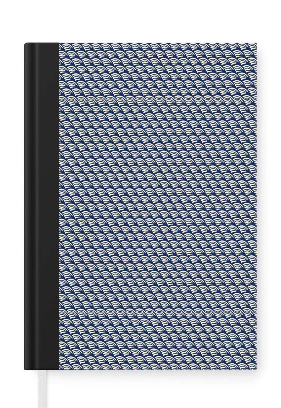 MuchoWow Notizbuch Japan - Blau - Weiß - Muster, Journal, Merkzettel, Tagebuch, Notizheft, A5, 98 Seiten, Haushaltsbuch