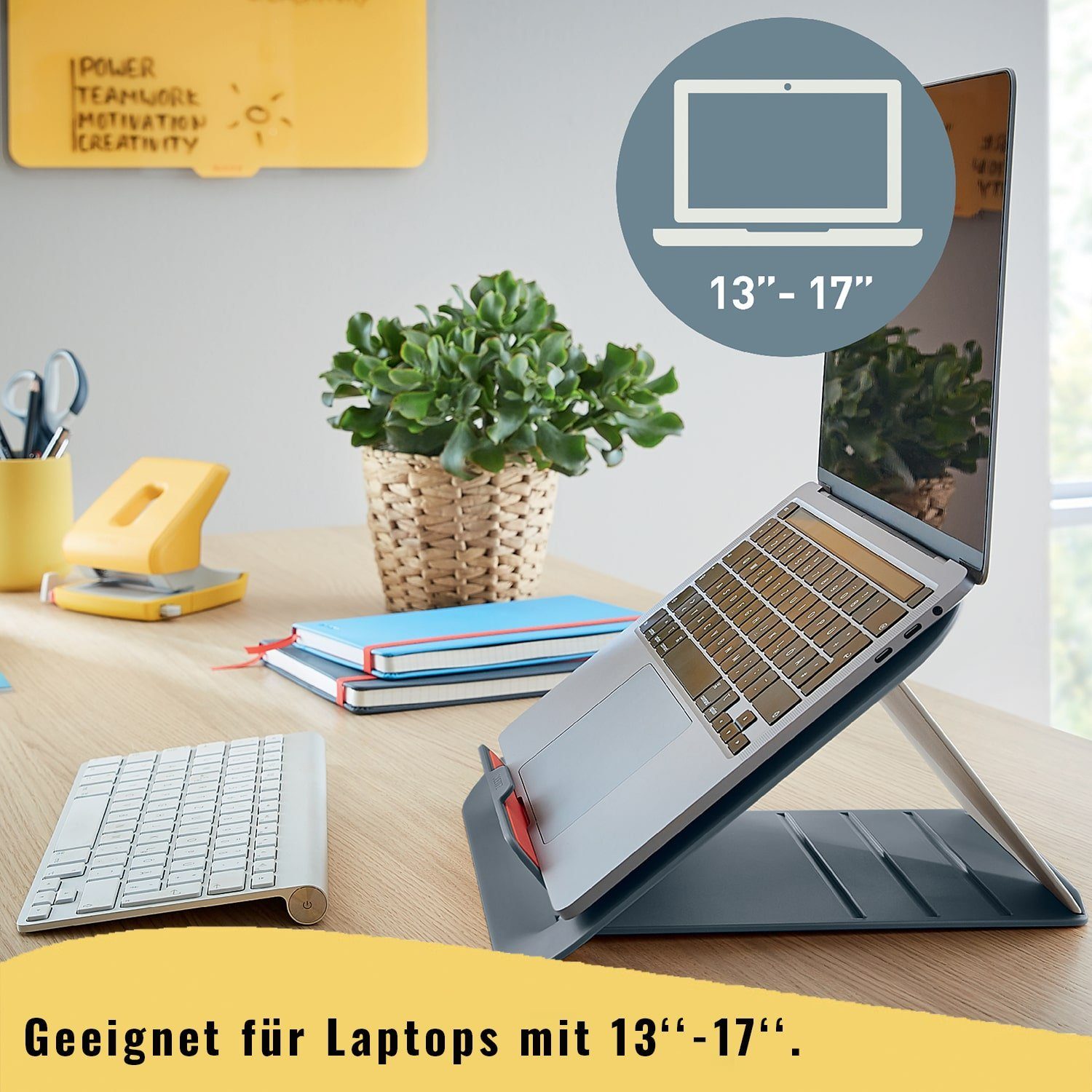 Laptop Aufsteller bis zusammenklappbar) Cosy 162mm LEITZ höhenverstellbar 17 grau 195mm, Laptop-Ständer, Zoll, (bis