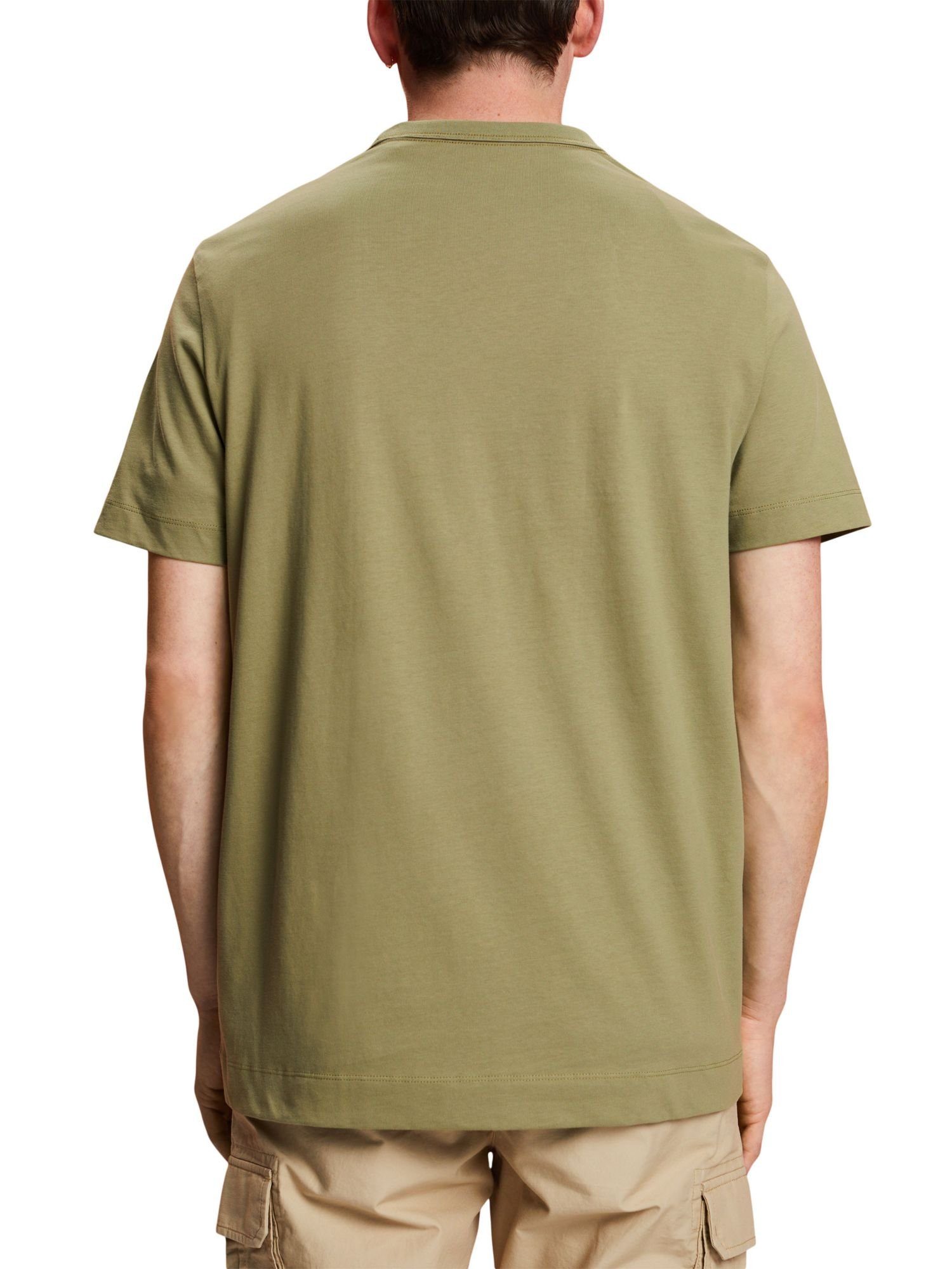 Collection Brust-Print, Jersey-T-Shirt LIGHT % mit KHAKI (1-tlg) Baumwolle Esprit 100 T-Shirt