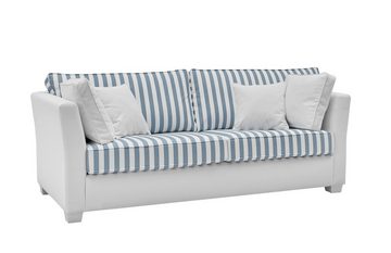 Empinio24 Sofa Wales, 2-3 Sitzer, mit Federkern, weiss blau gestreift