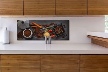 Levandeo® Wandbild, Wandbild 80x30cm Aluminium Dibond Kaffee Gewürze Küche Deko