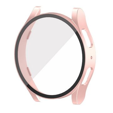 Wigento Smartwatch-Hülle Für Samsung Galaxy Watch 5 44 mm 360 Grad Schock Hülle + H9 Hart Glas Tasche Etuis Pink