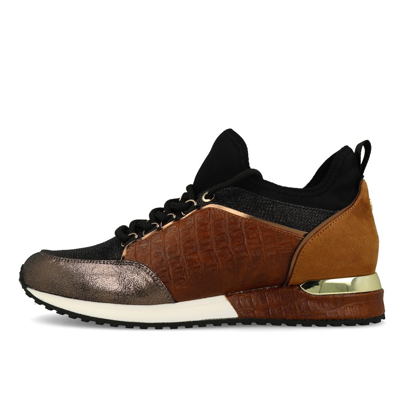 La Strada Laced Up Damen Sneaker Cracked Bronze Glitter Sneaker
