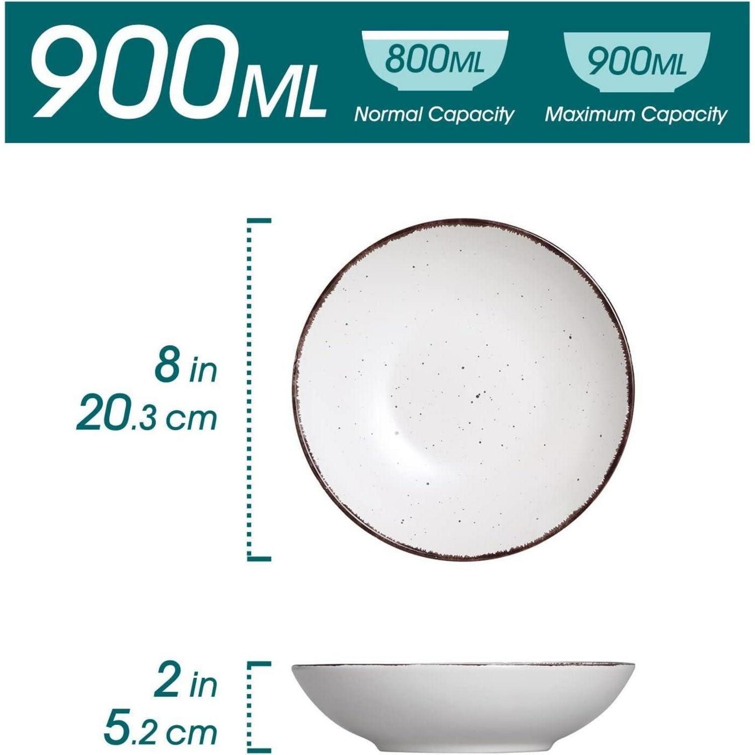 LuxusKollektion Suppenteller Suppenteller Set Steingut, 4-teilig grau 800ml - vintage Design