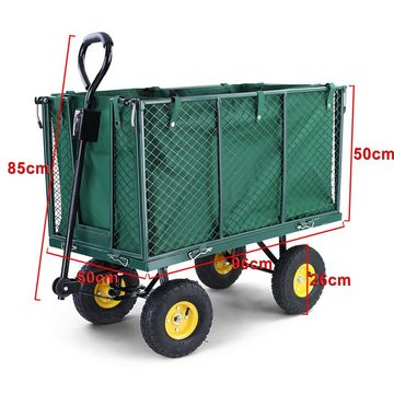 RAMROXX Bollerwagen Gartenwagen Gerätewagen Handwagen mit Luftbereifung XXL 300 KG