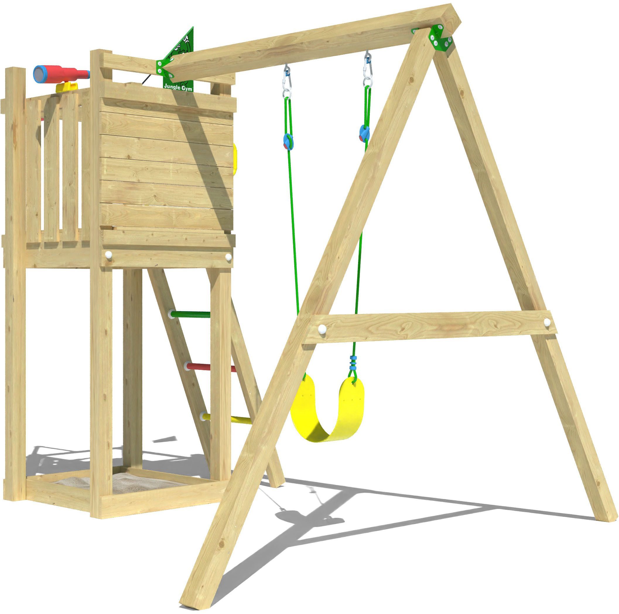 Jungle Gym Spielturm Perch, Spielanlage mit Schaukel und Rutschstange