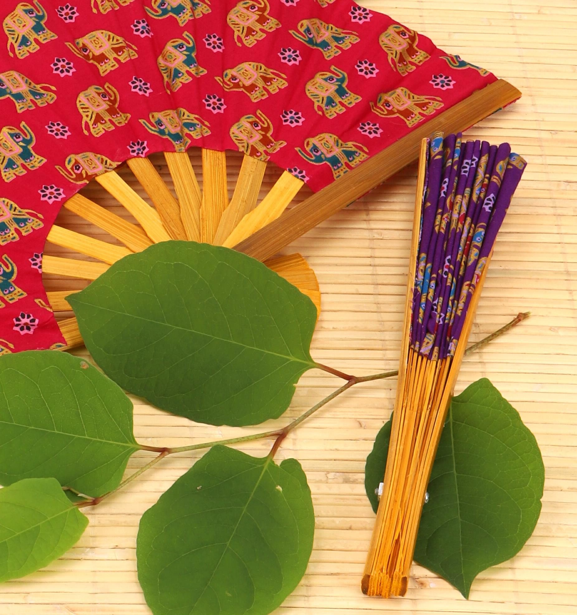 Guru-Shop Handfächer Bespannter Bambusfächer, asiatischer Fächer,..