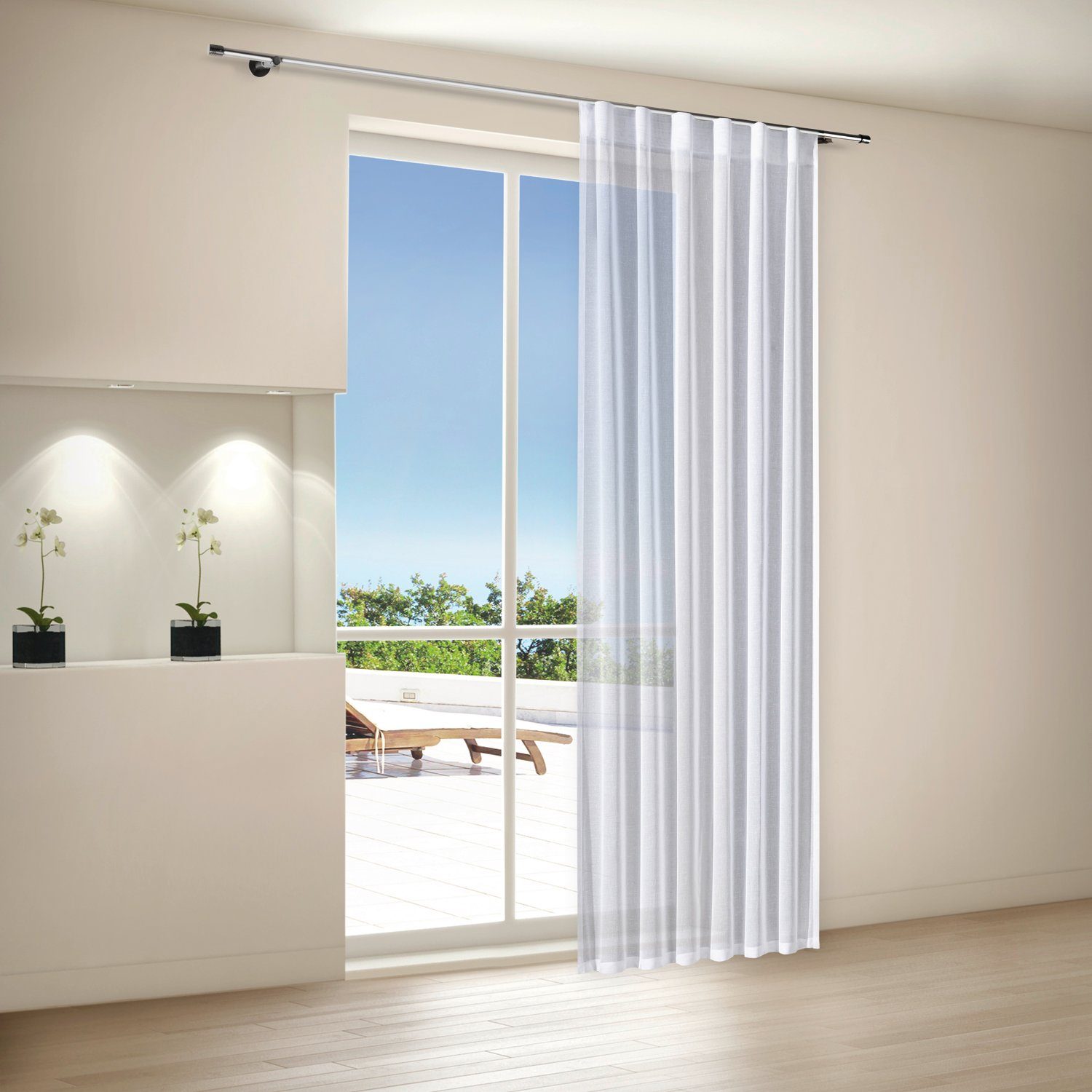 Gerster Gardine Gerster Schal auf Wellenband B = 140 x H =245, transparent