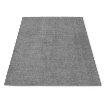 Teppich Kurzflor-Teppich Barry uni Flachgewebe samtweich, TaraCarpet, rechteckig, Höhe: 4 mm, Flachflor grau Wohnzimmer Schlafzimmer Kinderzimmer 80x150 cm