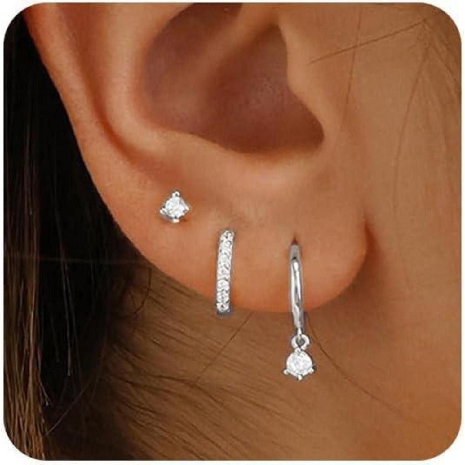 LuxusKollektion Schmuckset Ohrringe Set Silber 925 Vergoldet Zirkonia Gold günstig online kaufen