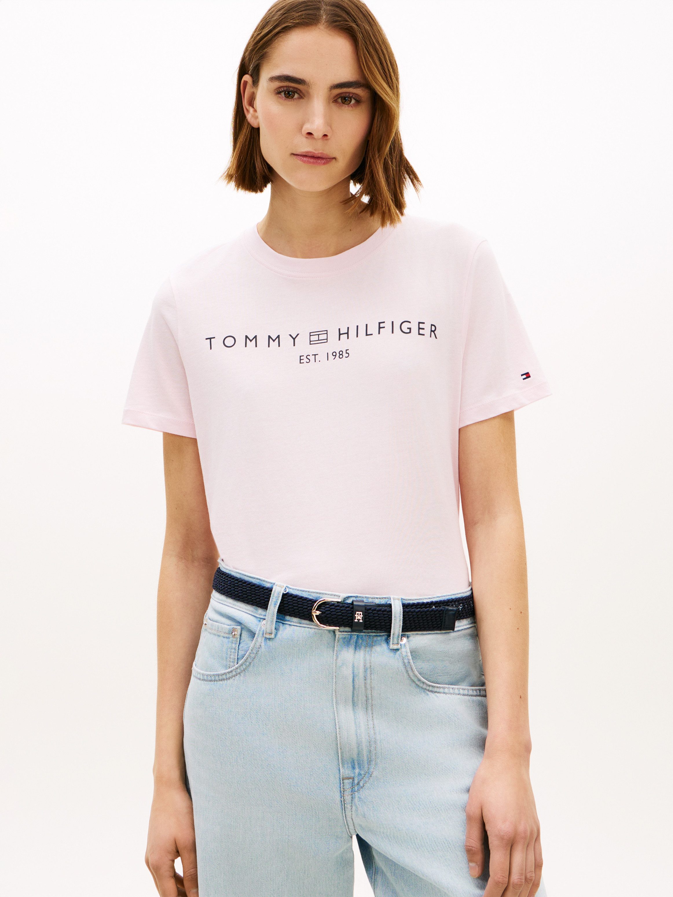 Tommy Hilfiger Kurzarmshirt REG CORP LOGO C-NK SS Baumwolle günstig online kaufen