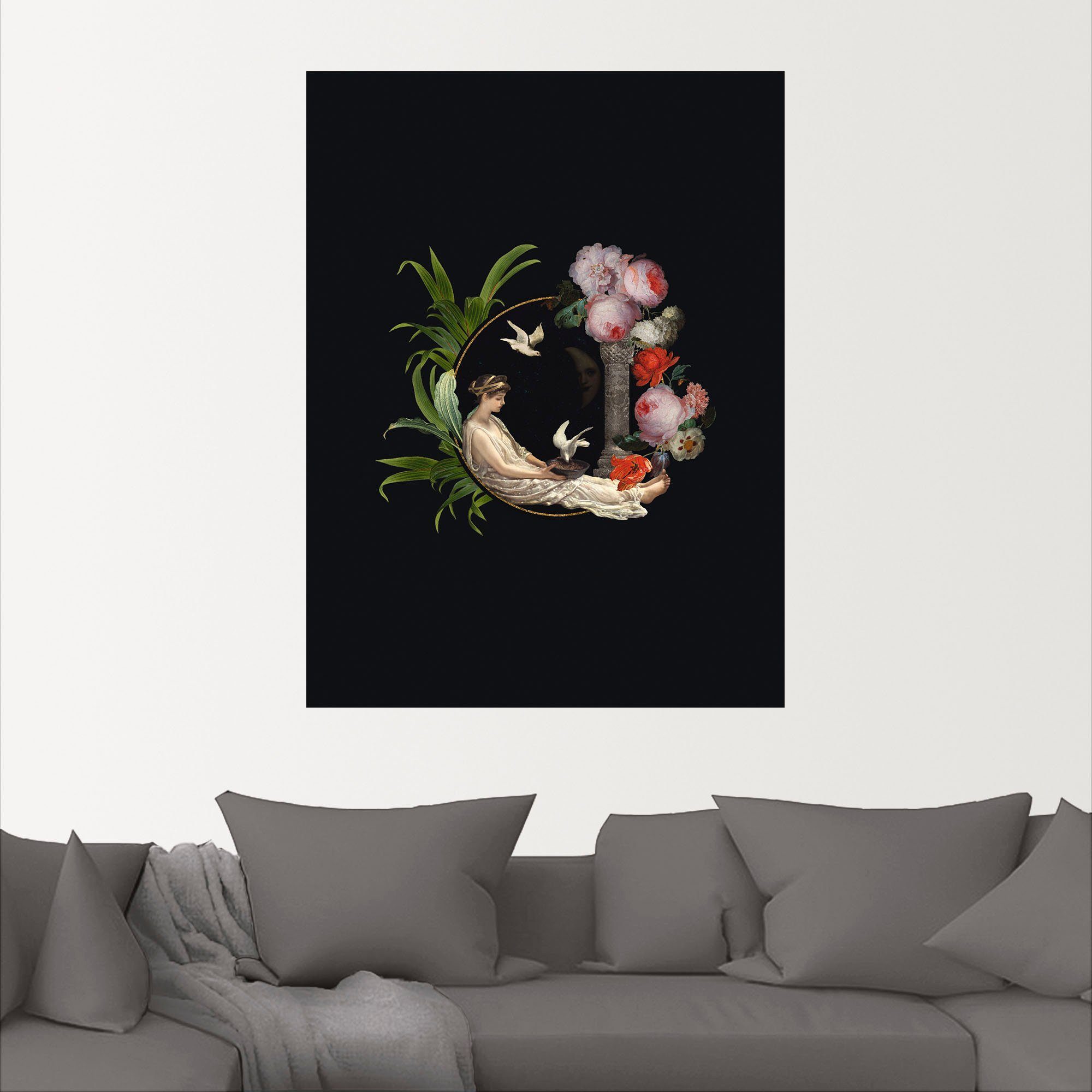 Artland Wandbild »Vintage Dame mit Tauben«, Bilder von Frauen (1 Stück), in vielen Größen & Produktarten - Alubild / Outdoorbild für den Außenbereich, Leinwandbild, Poster, Wandaufkleber / Wandtattoo auch für Badezimmer geeignet-kaufen