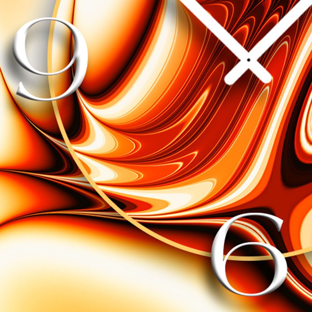 Wanduhr 3D-Optik Digital Wanduhr Wanduhren rot Designer leise Design Alu-Dibond) 4mm (Einzigartige dixtime orange aus modernes