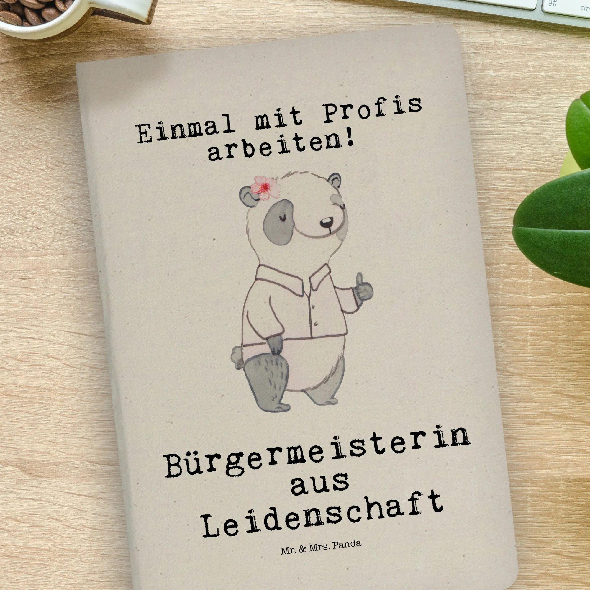 Thumbnail - Mr. & Mrs. Panda Notizbuch Bürgermeisterin Leidenschaft - Transparent - Geschenk, DIN A4 Notizbu Mr. & Mrs. Panda, Kreat...
