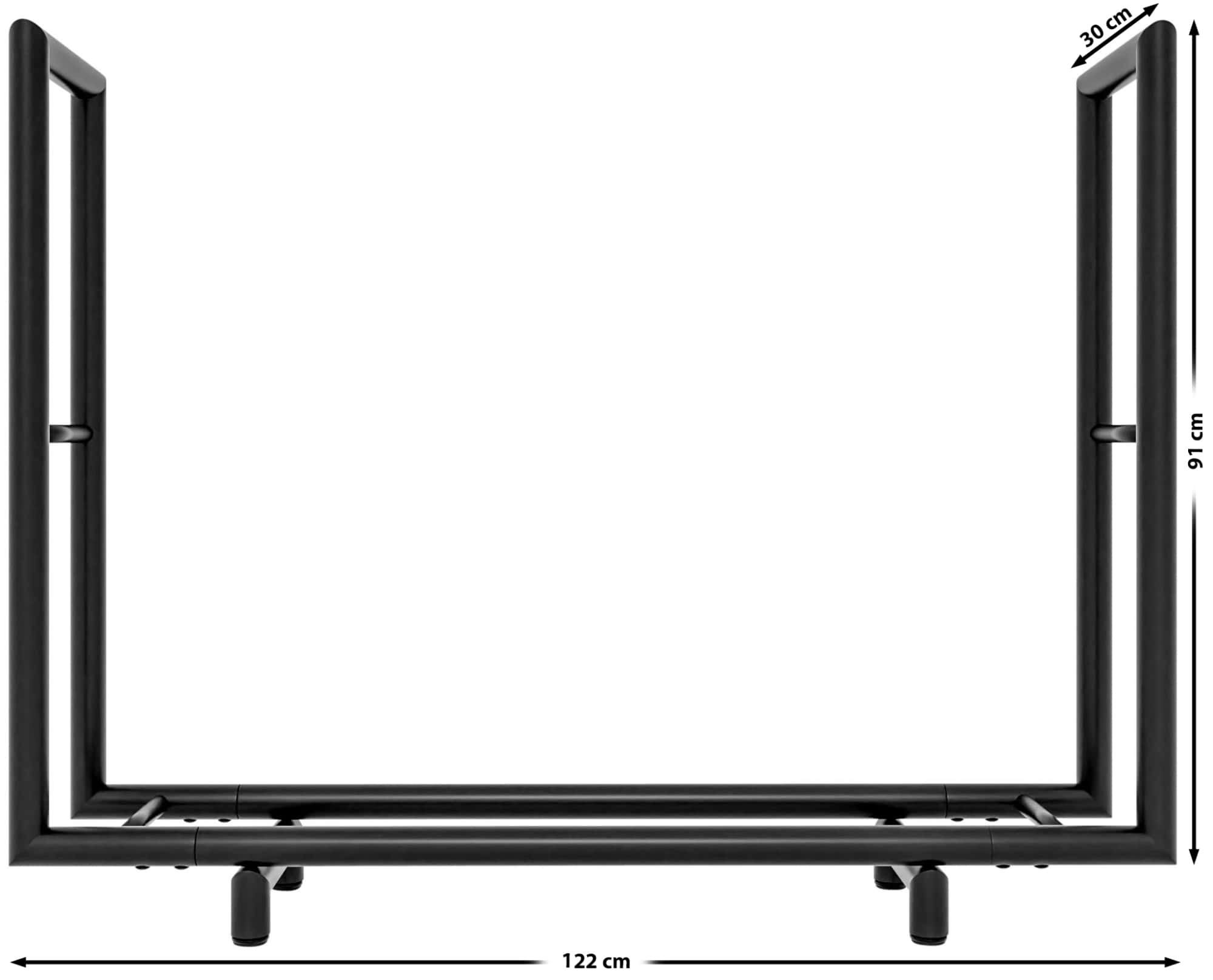 cm, Kaminholzregal BxTxH:122x30x91 Drake, Edelstahl/schwarz-matt CLP