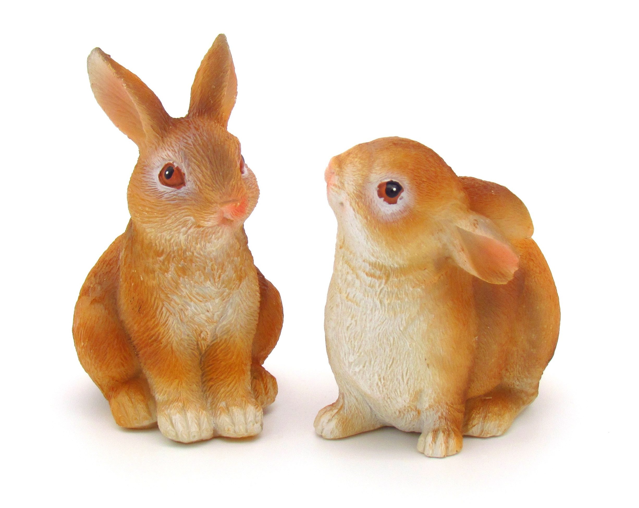 steinwohn Osterfigur 2er Set Osterhasen Paar sitzend Dekofiguren 9 x 6,7 x 5,1 cm, Osterdekoration aus feinstem Kunstharz für Innen und Außen