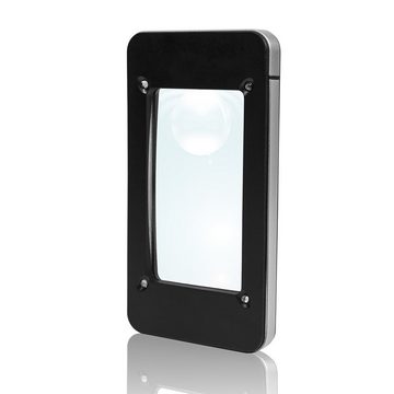 eyepower Taschenlupe Lupe Lesehilfe Leselupe Handy-Optik Schwarz Grau, 4 LED Lampen mit stabiler Hülle