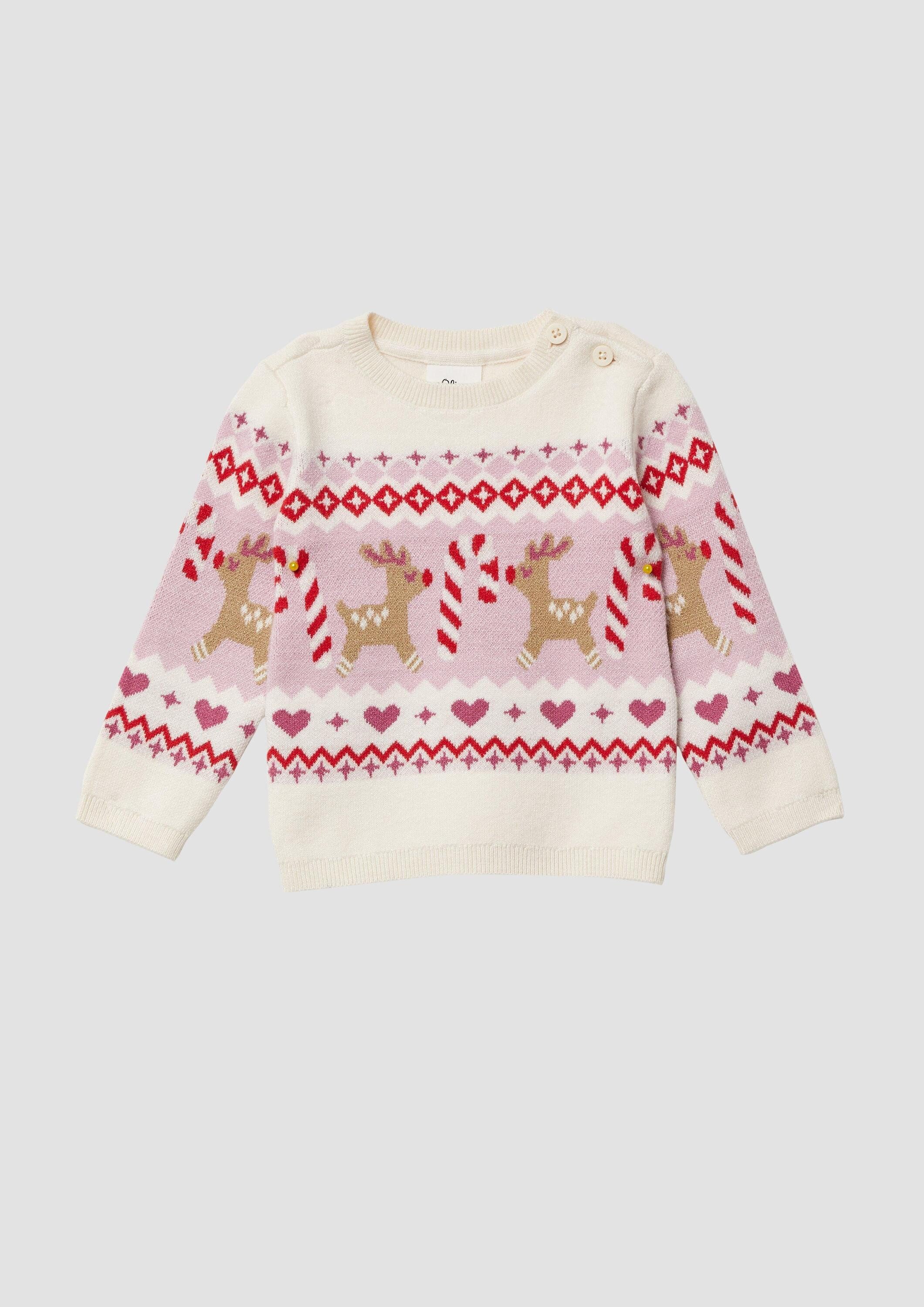 s.Oliver Longpullover Strickpullover Strickpullover mit Weihnachtsmotiven