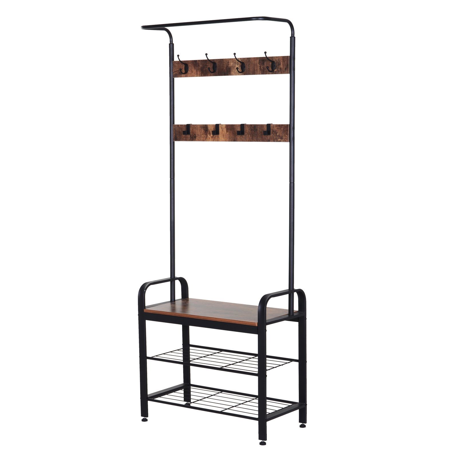 HOMCOM Garderobenständer Kleiderständer mit Schuhbank günstig online kaufen