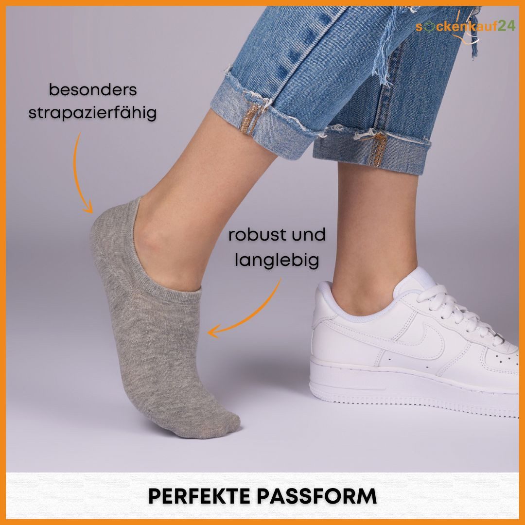 sockenkauf24 Füßlinge 10 Paar Premium Füßlinge Damen & Herren aus gekämmter Baumwolle invisible Socks ohne Naht mit Silikon (Exclusive Line) - 70106T WP