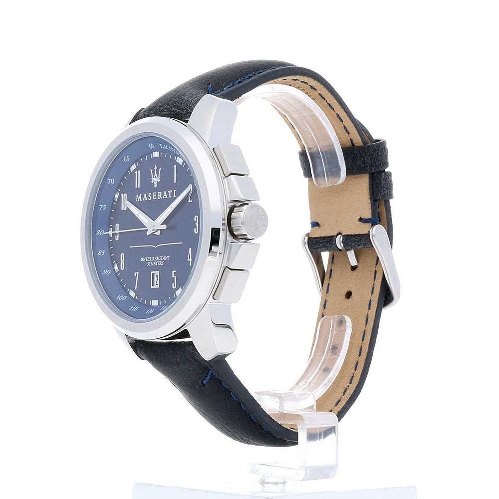 MASERATI Quarzuhr Maserati Herren Uhr Analog Successo, (Analoguhr), Herrenuhr rund, groß (ca. 52x44mm) Lederarmband, Made-In Italy