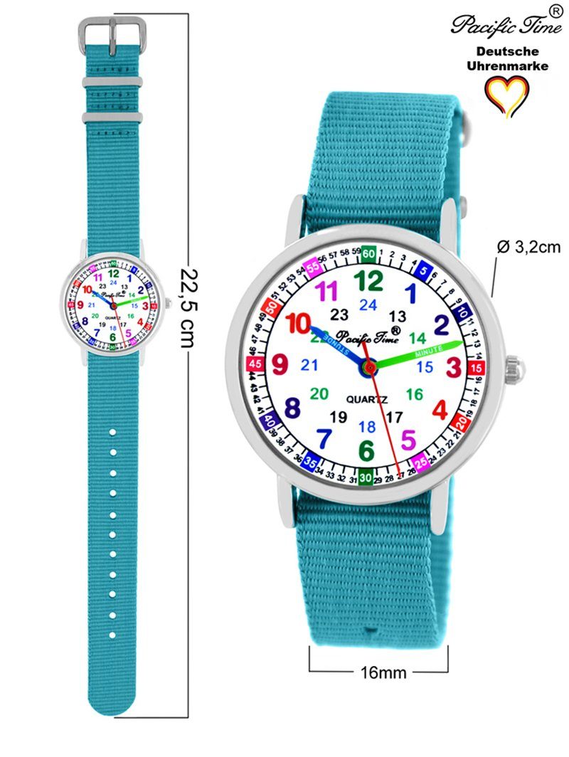 Pacific Time Quarzuhr Wechselarmband, Lernuhr Design Kinder Mix - Gratis Match und Versand Armbanduhr hellblau