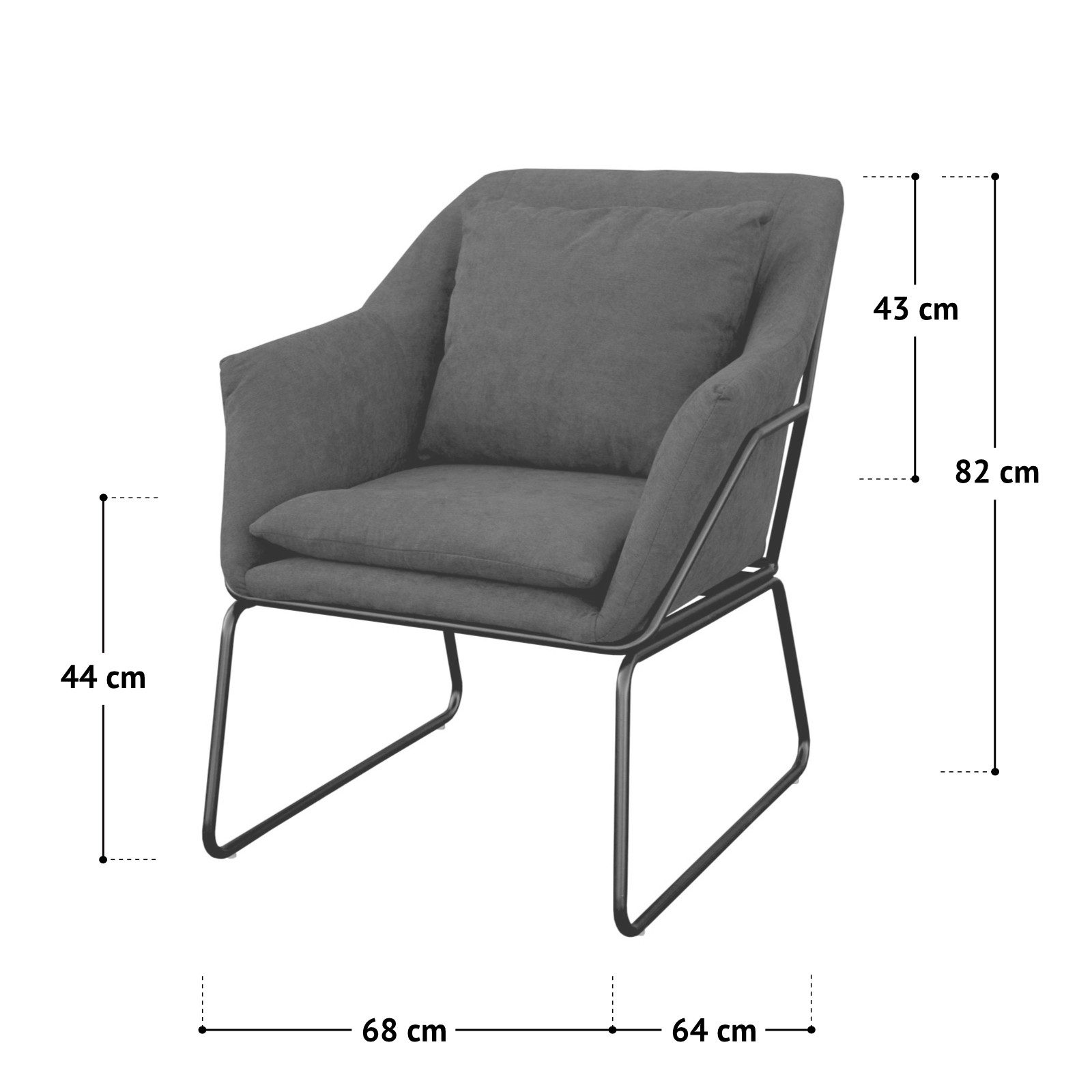 SVITA Cocktailsessel JOSIE (Loungesessel), gepolstert, Sitz- und Rückenkissen, Stoffbezug, Braun – Bild 5 von 5