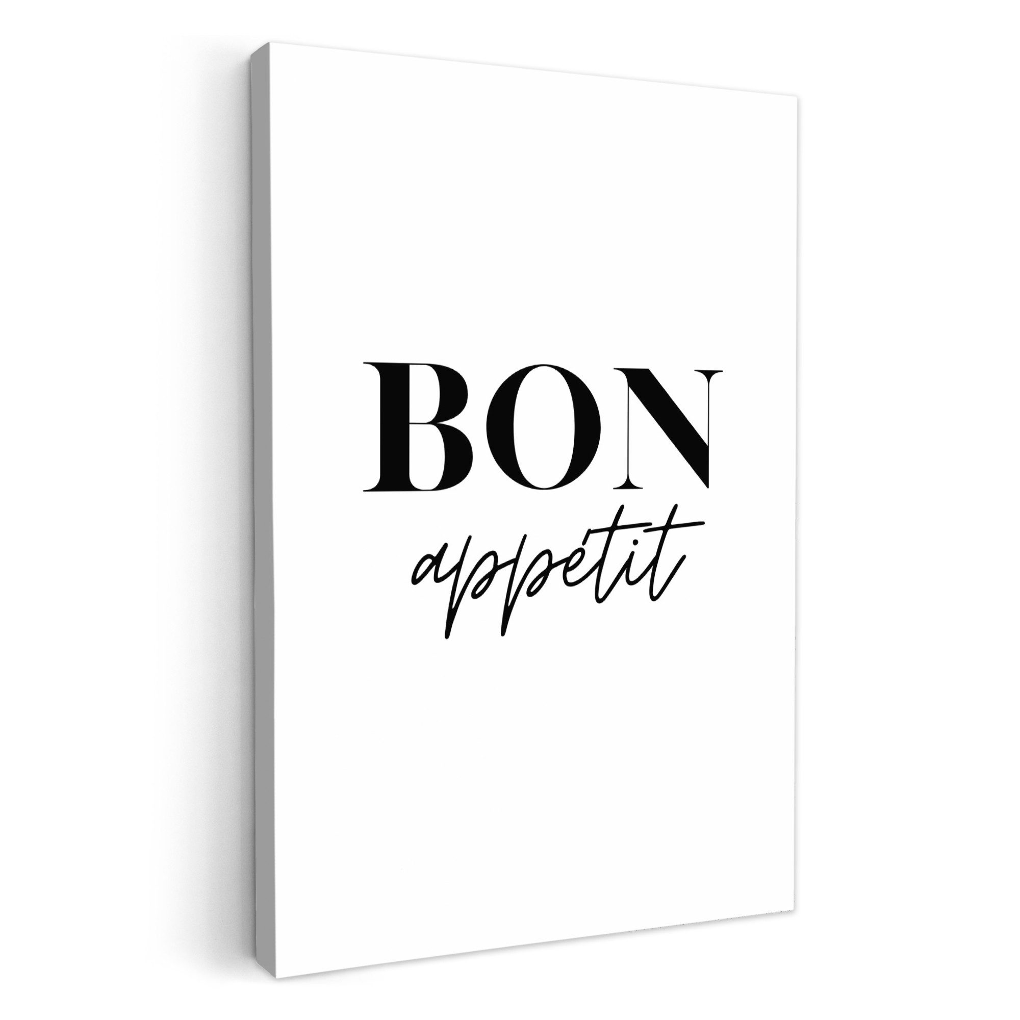 OneMillionCanvasses® Leinwandbild Bon appétit - Spruch - Weiß - Zitat, Foto günstig online kaufen