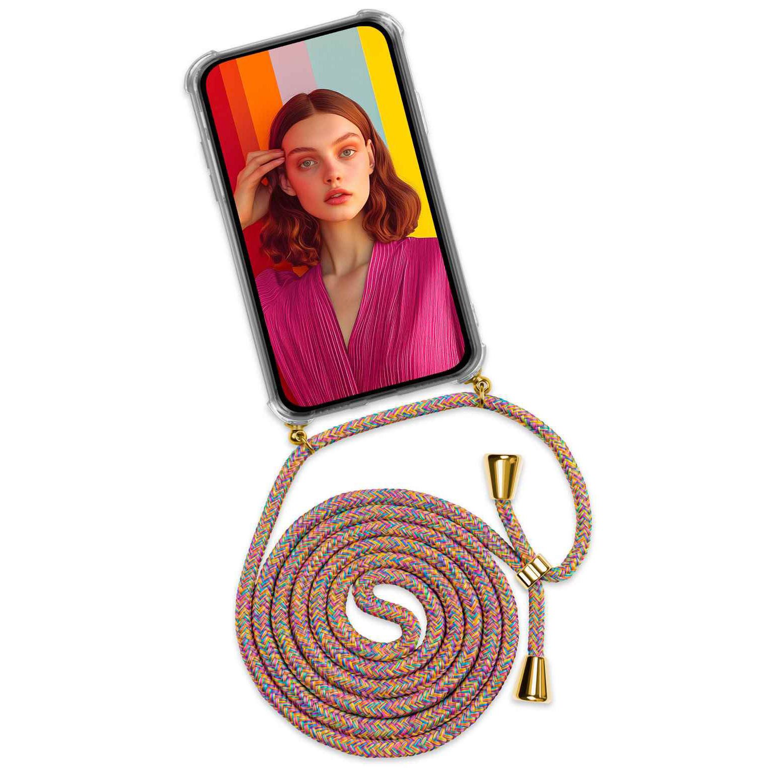 ONEFLOW Handyhülle für Nokia 2.2 Hülle mit Band Twist Case Rainbow 5,71 Zoll, Handyband zum Umhängen Schutzhülle Kordel Handyhülle Kette abnehmbar