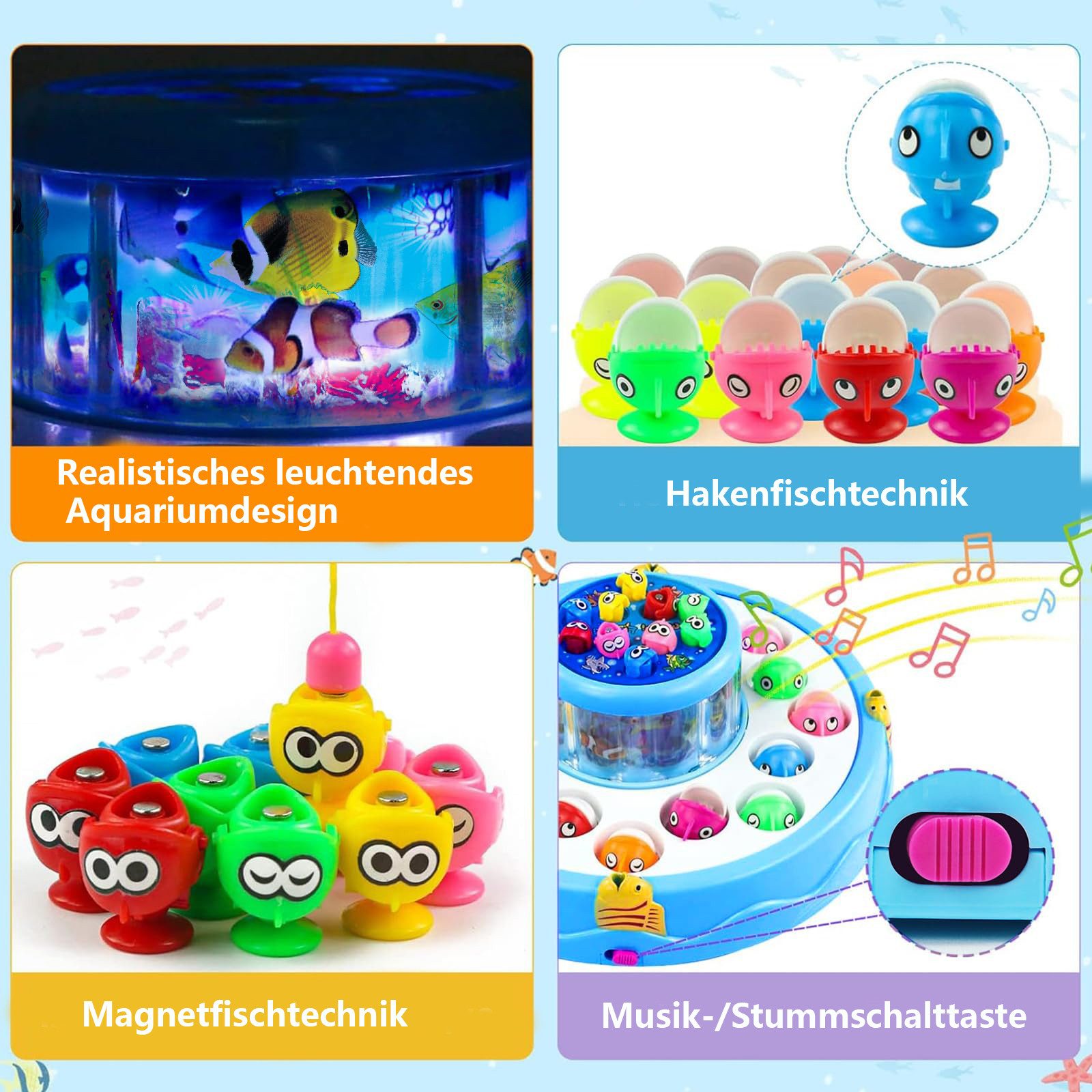 CLTYQ Lernspielzeug Magnetische Angelspiel Montessori Spielzeug ab 3 Jahre, Fische Angeln Spiele Spielzeug für Junge und Mädchen